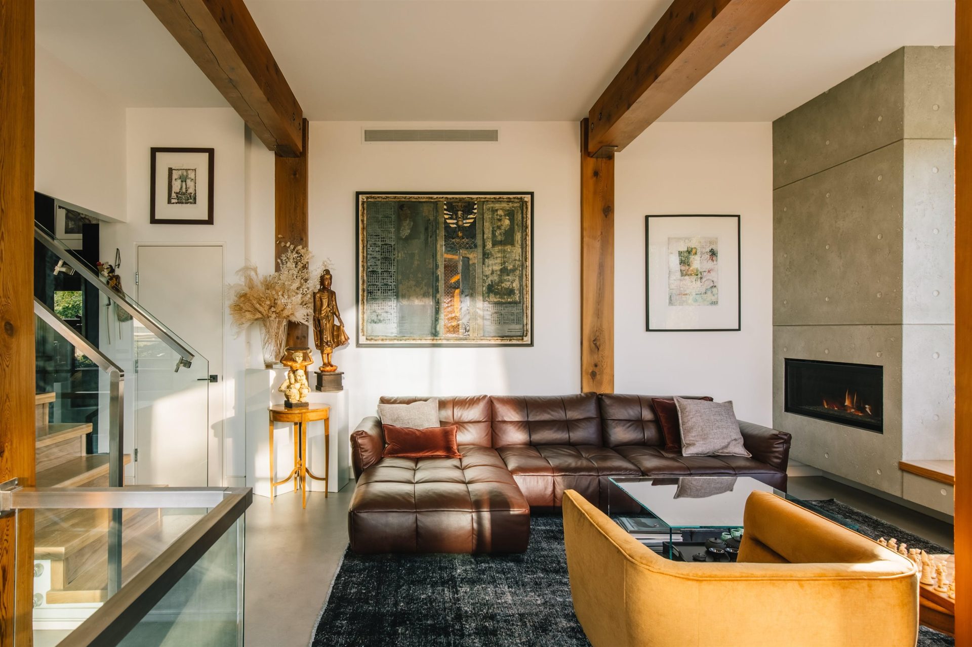 Living room in golden hour light
